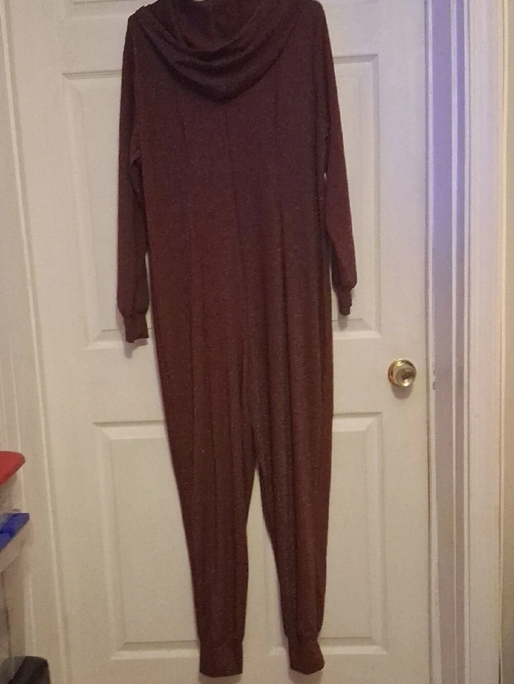 Savage X Plus Womans Brown Zip-Front Hooded Jumpsuit